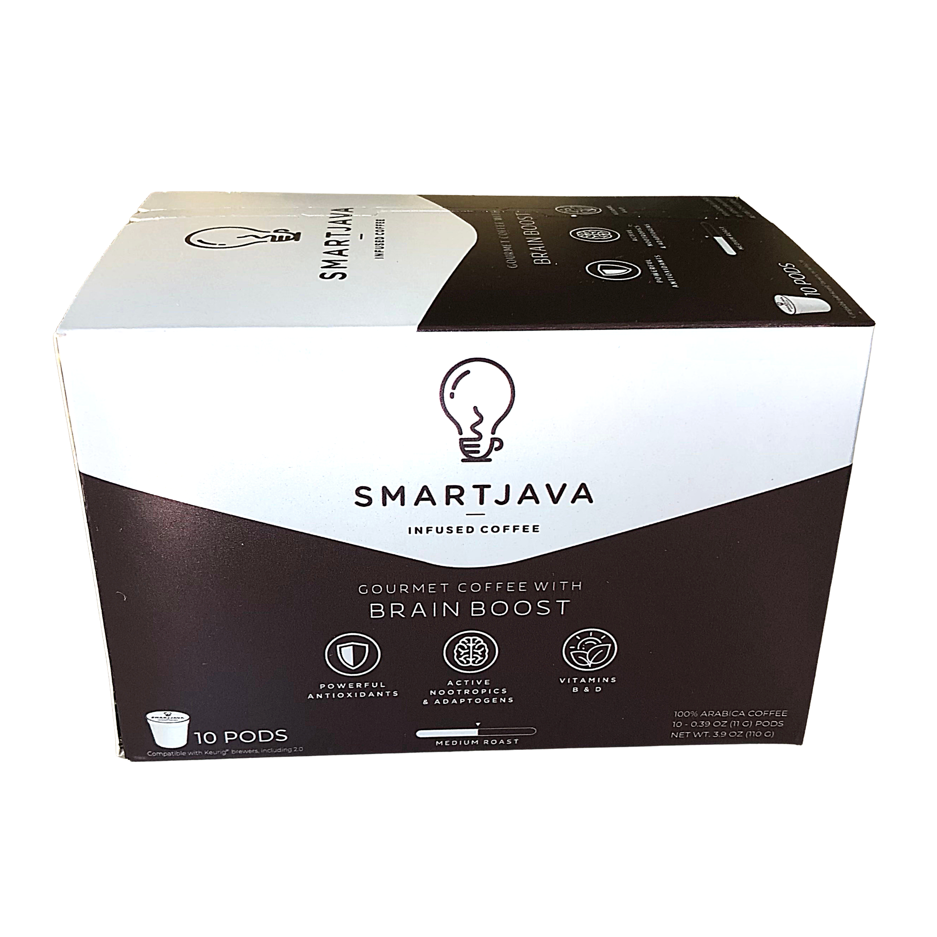 A box of SmartJava healthy coffee pods for Keurig coffee machines