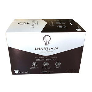 A box of SmartJava healthy coffee pods for Keurig coffee machines